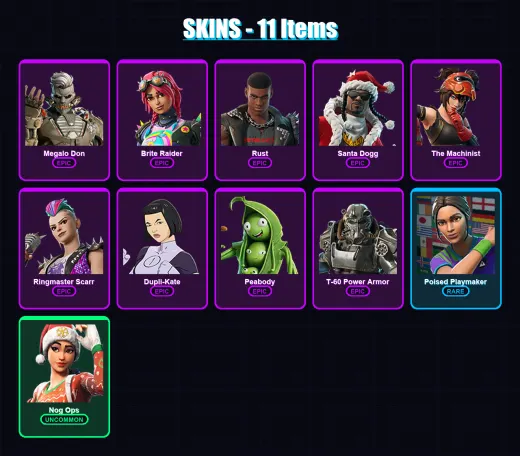 [PC/XBOX/PSN] | Megalo Don | Brite Raider | Rust | Santa Dogg | The Machinist | 11 skin | 39 pickaxe | 23 emote | 33 glider | Lv1199