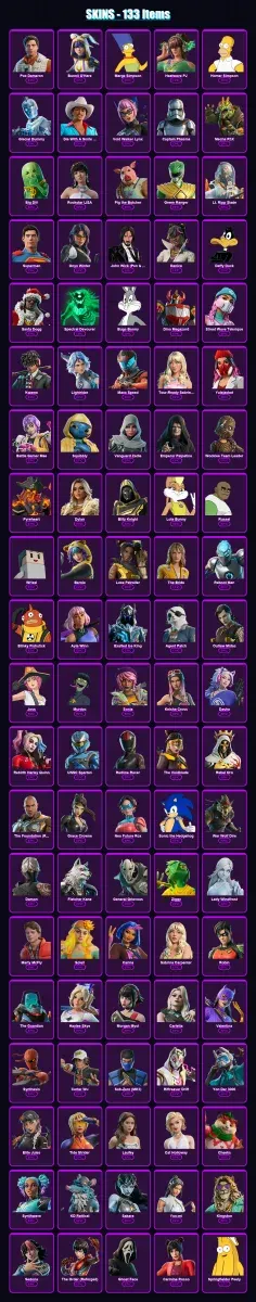[PC/PSN] | Poe Dameron | Bunnii O'Hare | Marge Simpson | Heatwave PJ | Homer Simpson | 133 skin | 189 pickaxe | 140 emote | 104 glider | Lv1641