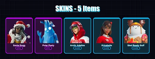 [PS4/PS5/XBOX/PC] | Santa Dogg | Polar Peely | Arctic Adeline | Krisabelle | Sled Ready Guff | 5 skin | 21 pickaxe | 15 emote | 17 glider | Lv153 — Game account