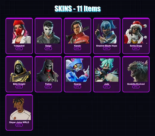 [PS4/PS5/XBOX/PC] | Yulejacket | Daigo | Kendo | Shadow Blade Hope | Santa Dogg | 11 skin | 38 pickaxe | 17 emote | 22 glider | Lv335 — Game account