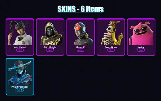 [PC/XBOX] | Yuki Yubari | Blitz Knight | Burnoff | Peely Bone | Yeddy | 6 skin | 30 pickaxe | 11 emote | 20 glider | Lv214