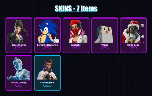 [PS4/PS5/PC] | Grace Crowne | Sonic the Hedgehog | Yulejacket | Wrixel | Santa Dogg | 7 skin | 52 pickaxe | 17 emote | 33 glider | Lv414 — Game account