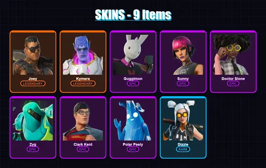 [PC/PSN] | Joey | Kymera | Guggimon | Sunny | Doctor Slone | 9 skin | 14 pickaxe | 21 emote | 17 glider | Lv228