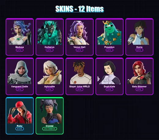 [PC/XBOX/PSN] | Medusa | Cerberus | Venus Hart | Poseidon | Korra | 12 skin | 44 pickaxe | 28 emote | 29 glider | Lv758 — Game account