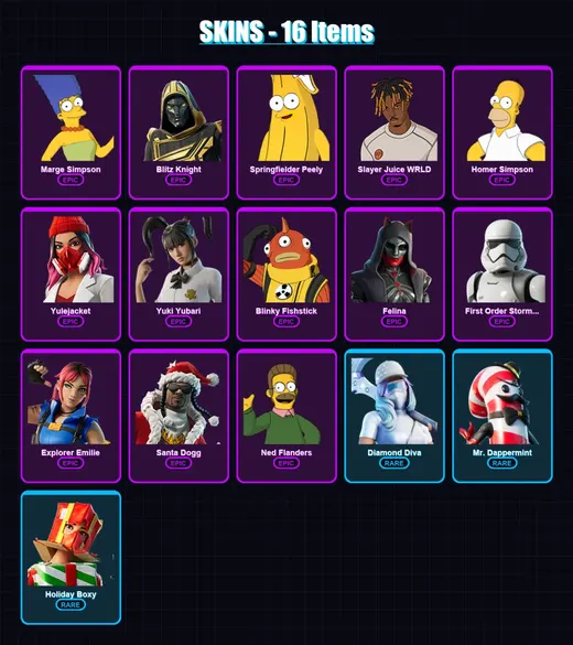 [PS4/PS5/PC] | Marge Simpson | Blitz Knight | Springfielder Peely | 16 skin | Lv835 — Game account