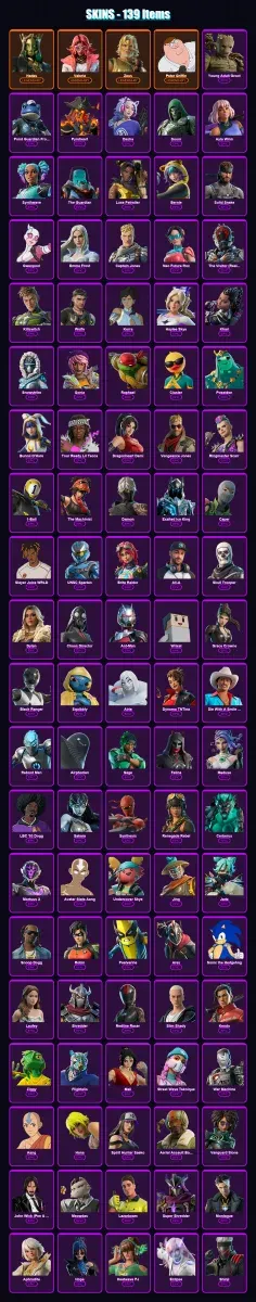 [PS4/PS5/XBOX/PC] | Hades | Valeria | Zeus | Peter Griffin | Young Adult Groot | 139 skin | 156 pickaxe | 123 emote | 100 glider | Lv1071 — Game account
