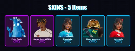 [PC/XBOX/PSN] | Polar Peely | Slayer Juice WRLD | Blizzabelle | Major Mancake | Krisabelle | 5 skin | 18 pickaxe | 15 emote | 13 glider | Lv273