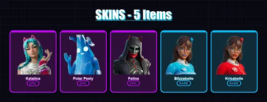 [PC/XBOX/PSN] | Katalina | Polar Peely | Felina | Blizzabelle | Krisabelle | 5 skin | 30 pickaxe | 16 emote | 20 glider | Lv439 — Game account