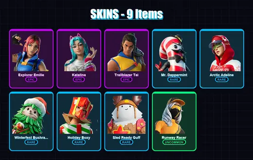 [PC/XBOX] | Explorer Emilie | Katalina | Trailblazer Tai | Mr. Dappermint | Arctic Adeline | 9 skin | 21 pickaxe | 15 emote | 20 glider | Lv299 — Game account