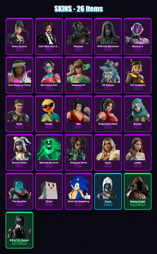 [PS4/PS5/XBOX/PC] | Grace Crowne | John Wick (Pen & Ink) | Phantom | 26 skin | Lv387
