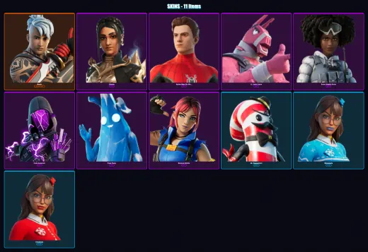 [PC/XBOX/PSN] | Ronin | Shanta | Spider-Man (No Way Home) | Lt. John Llama | Snow Stealth Slone | 11 skin | 10 pickaxe | 6 emote | 7 glider | Lv83