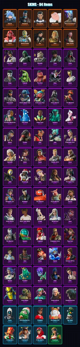 [PS4/PS5/XBOX/PC] | Nezumi | Omegarok | The Ageless | Peter Griffin | Renzo the Destroyer | 84 skin | 139 pickaxe | 95 emote | 112 glider | Lv1303 — Game account
