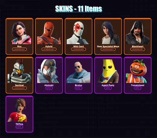 [PC/XBOX/PSN] | Rox | Hybrid | Wild Card | Gear Specialist Maya | Blackheart | 11 skin | 9 pickaxe | 13 emote | 12 glider | Lv128