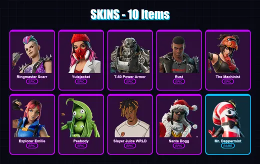 [PC/PSN] | Ringmaster Scarr | Yulejacket | T-60 Power Armor | Rust | The Machinist | 10 skin | 18 pickaxe | 14 emote | 15 glider | Lv149 — Game account