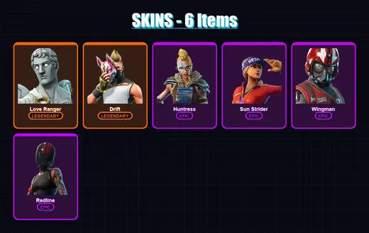 [PC/XBOX/PSN] | Love Ranger | Drift | Huntress | Sun Strider | Wingman | 6 skin | 5 pickaxe | 9 emote | 8 glider | Lv142 — Game account