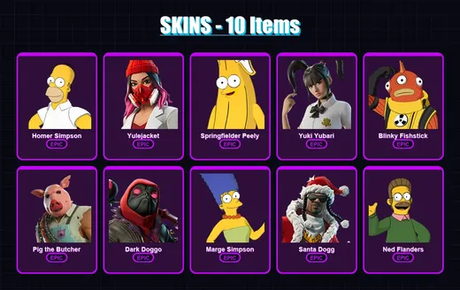[SWITCH/XBOX/PSN/PC] | Homer Simpson | Yulejacket | Springfielder Peely | 10 skin | Lv461 — Game account