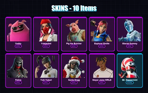 [PC/XBOX/PSN] | Yeddy | Yulejacket | Pig the Butcher | Explorer Emilie | Glacial Dummy | 10 skin | 72 pickaxe | 34 emote | 47 glider | Lv827 — Game account