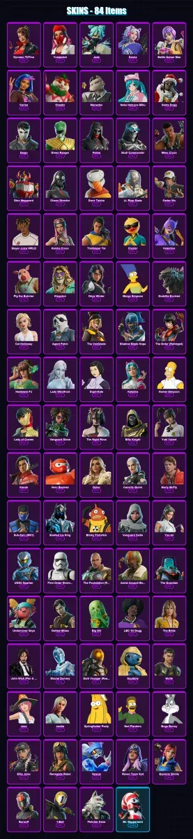 [SWITCH/XBOX/PSN/PC] | Dynamo TNTina | Yulejacket | Jade | Dasha | Battle Gamer Mae | 84 skin | 161 pickaxe | 104 emote | 114 glider | Lv2805
