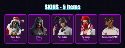 [PC/XBOX/PSN] | Santa Dogg | Felina | Yuki Yubari | Yulejacket | Slayer Juice WRLD | 5 skin | 31 pickaxe | 12 emote | 16 glider | Lv220