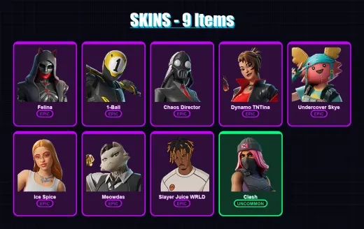 [PC/XBOX/PSN] | Felina | 1-Ball | Chaos Director | Dynamo TNTina | Undercover Skye | 9 skin | 19 pickaxe | 9 emote | 13 glider | Lv240 — Game account