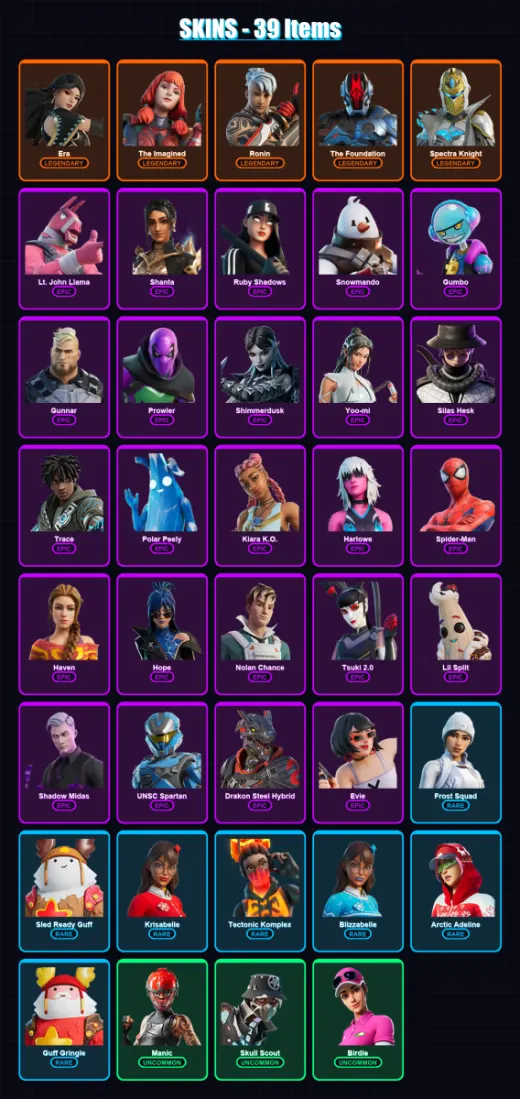 [PC/XBOX/PSN] | Era | The Imagined | Ronin | The Foundation | Spectra Knight | 39 skin | 54 pickaxe | 39 emote | 55 glider | Lv1064