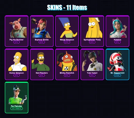 [PC/XBOX/PSN] | Pig the Butcher | Explorer Emilie | Marge Simpson | 11 skin | Lv310