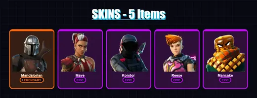 [SWITCH/XBOX/PSN/PC] | Mandalorian | Mave | Kondor | Reese | Mancake | 5 skin | 13 pickaxe | 16 emote | 23 glider | Lv439