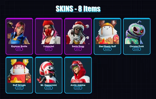 [PC/XBOX/PSN] | Explorer Emilie | Yulejacket | Santa Dogg | Sled Ready Guff | Chrome Punk | 8 skin | 15 pickaxe | 8 emote | 13 glider | Lv170 — Game account