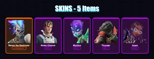 [PC/XBOX/PSN] | Renzo the Destroyer | Nolan Chance | Mystica | Thunder | Imani | 5 skin | 10 pickaxe | 8 emote | 14 glider | Lv163