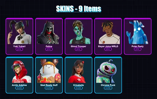 [PC/XBOX/PSN] | Yuki Yubari | Felina | Ghoul Trooper | Slayer Juice WRLD | Polar Peely | 9 skin | 34 pickaxe | 23 emote | 31 glider | Lv422