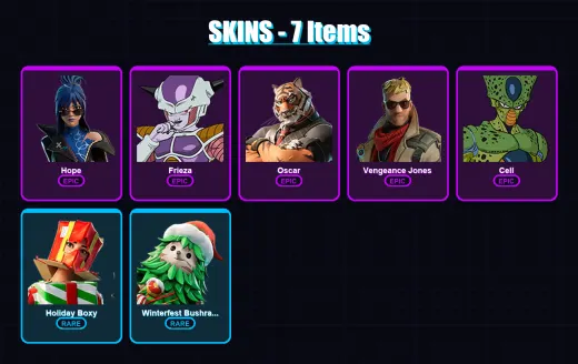 [PS4/PS5/XBOX/PC] | Hope | Frieza | Oscar | Vengeance Jones | Cell | 7 skin | 6 pickaxe | 7 emote | 8 glider | Lv82