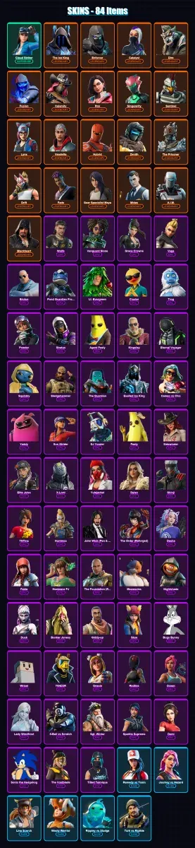[PS4/PS5/XBOX/PC] | Cloud Striker | The Ice King | Enforcer | Catalyst | Dire | 84 skin | 107 pickaxe | 85 emote | 96 glider | Lv1438