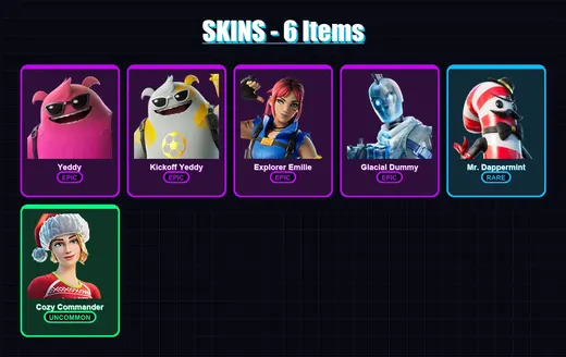 [PC/XBOX/PSN] | Yeddy | Kickoff Yeddy | Explorer Emilie | Glacial Dummy | Mr. Dappermint | 6 skin | 26 pickaxe | 10 emote | 21 glider | Lv413 — Game account