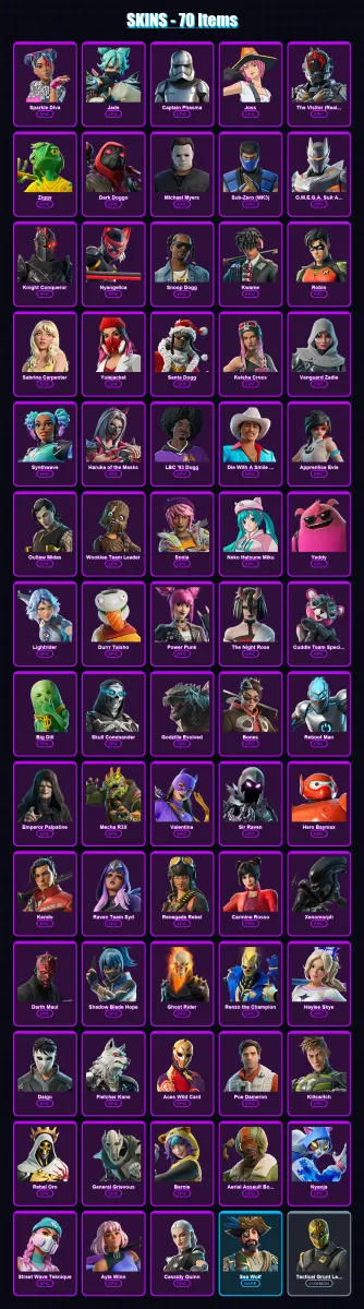 [PC/PSN] | Sparkle Diva | Jade | Captain Phasma | Joss | The Visitor (Reality Unknown) | 70 skin | 81 pickaxe | 64 emote | 53 glider | Lv830