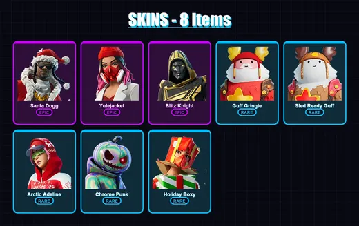 [PC] | Santa Dogg | Yulejacket | Blitz Knight | Guff Gringle | Sled Ready Guff | 8 skin | 50 pickaxe | 19 emote | 40 glider | Lv631 — Game account