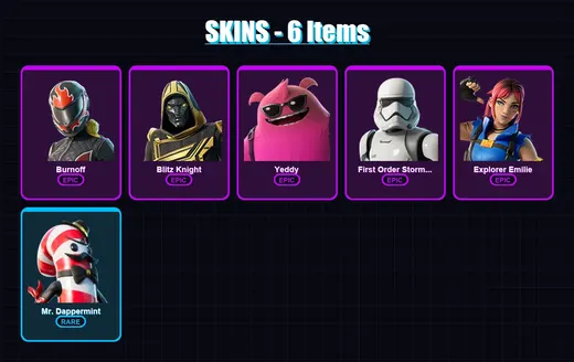 [PC/XBOX/PSN] | Burnoff | Blitz Knight | Yeddy | First Order Stormtrooper | Explorer Emilie | 6 skin | 23 pickaxe | 13 emote | 15 glider | Lv164