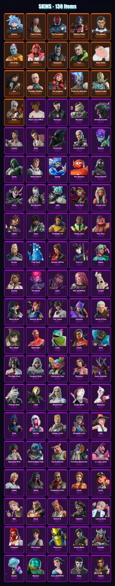 [PS4/PS5/PC] | Nezumi | Kado Thorne | The Foundation | Optimus Prime | The Ageless | 130 skin | 186 pickaxe | 126 emote | 138 glider | Lv1793