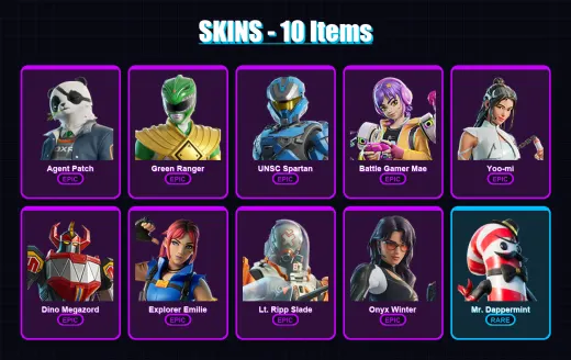 [SWITCH/XBOX/PSN/PC] | Agent Patch | Green Ranger | UNSC Spartan | Battle Gamer Mae | Yoo-mi | 10 skin | 15 pickaxe | 14 emote | 12 glider | Lv191 — Game account
