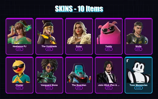 [PC/PSN] | Heatwave PJ | The Voidblade | Dylan | Yeddy | Wolfe | 10 skin | 22 pickaxe | 17 emote | 19 glider | Lv195