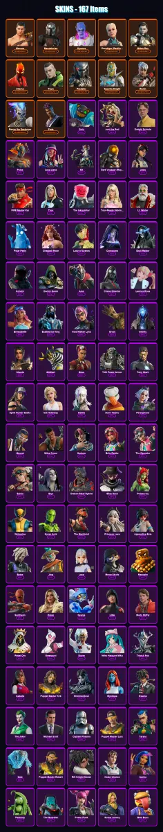 [PC] | Menace | Mandalorian | Kymera | Paradigm (Reality-659) | Midas Rex | 167 skin | 157 pickaxe | 76 emote | 75 glider | Lv841