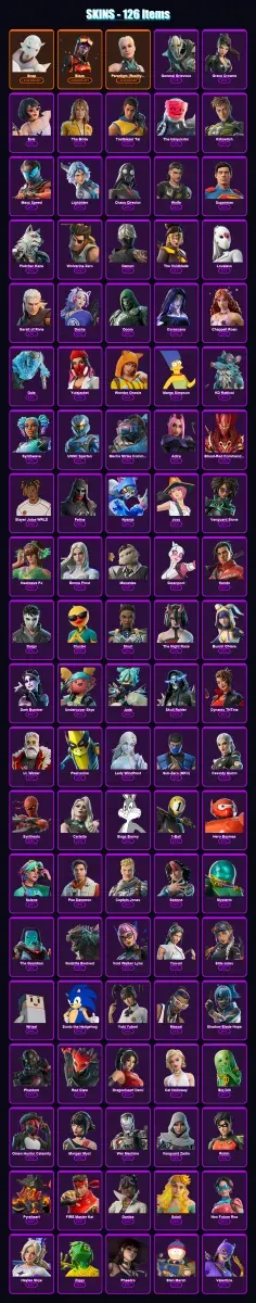 [PC/PSN] | Snap | Blaze | Paradigm (Reality-659) | General Grievous | Grace Crowne | 126 skin | 188 pickaxe | 102 emote | 111 glider | Lv3107