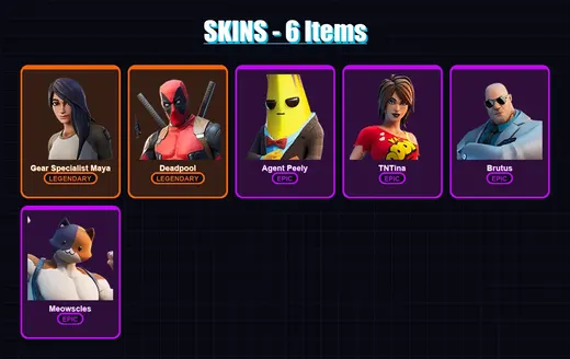[PC/XBOX/PSN] | Gear Specialist Maya | Deadpool | Agent Peely | TNTina | Brutus | 6 skin | 10 pickaxe | 17 emote | 12 glider | Lv187 — Game account