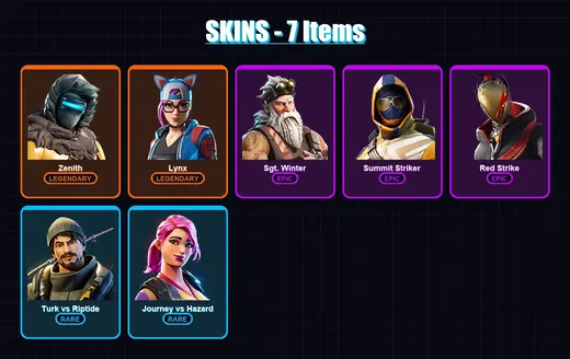[PS4/PS5/XBOX/PC] | Zenith | Lynx | Sgt. Winter | Summit Striker | Red Strike | 7 skin | 5 pickaxe | 4 emote | 3 glider | Lv35