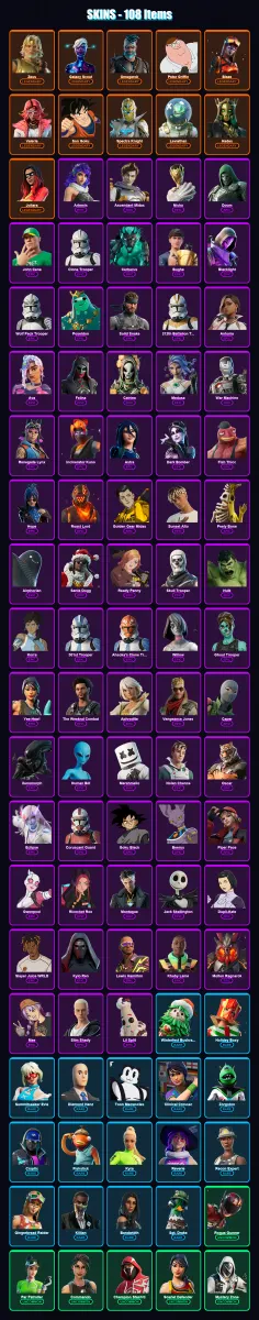 [PS4/PS5/XBOX/PC] | Zeus | Galaxy Scout | Omegarok | Peter Griffin | Blaze | 108 skin | 100 pickaxe | 92 emote | 68 glider | Lv1176