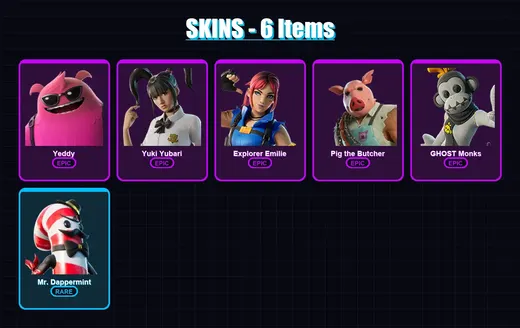 [PC/PSN] | Yeddy | Yuki Yubari | Explorer Emilie | Pig the Butcher | GHOST Monks | 6 skin | 29 pickaxe | 12 emote | 13 glider | Lv247 — Game account