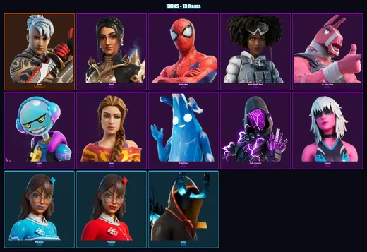 [PC/XBOX/PSN] | Ronin | Shanta | Spider-Man | Snow Stealth Slone | Lt. John Llama | 13 skin | 15 pickaxe | 9 emote | 12 glider | Lv105 — Game account