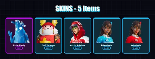 [PC/XBOX/PSN] | Polar Peely | Guff Gringle | Arctic Adeline | Blizzabelle | Krisabelle | 5 skin | 8 pickaxe | 4 emote | 7 glider | Lv57 — Game account