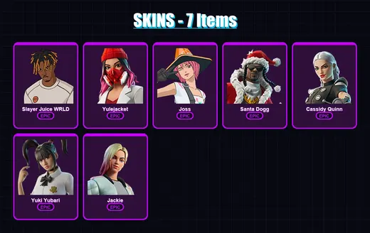 [PC/PSN] | Slayer Juice WRLD | Yulejacket | Joss | Santa Dogg | Cassidy Quinn | 7 skin | 27 pickaxe | 15 emote | 17 glider | Lv328 — Game account