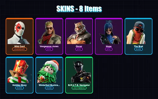 [PS4/PS5/XBOX/PC] | Wild Card | Vengeance Jones | Oscar | Hope | The Brat | 8 skin | 28 pickaxe | 10 emote | 22 glider | Lv292 — Game account