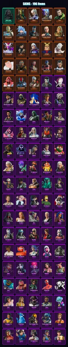 [PS4/PS5/PC] | Darth Vader | Hades | Mizuki | Renzo the Destroyer | Twyn | 196 skin | 276 pickaxe | 184 emote | 197 glider | Lv5748 — Game account